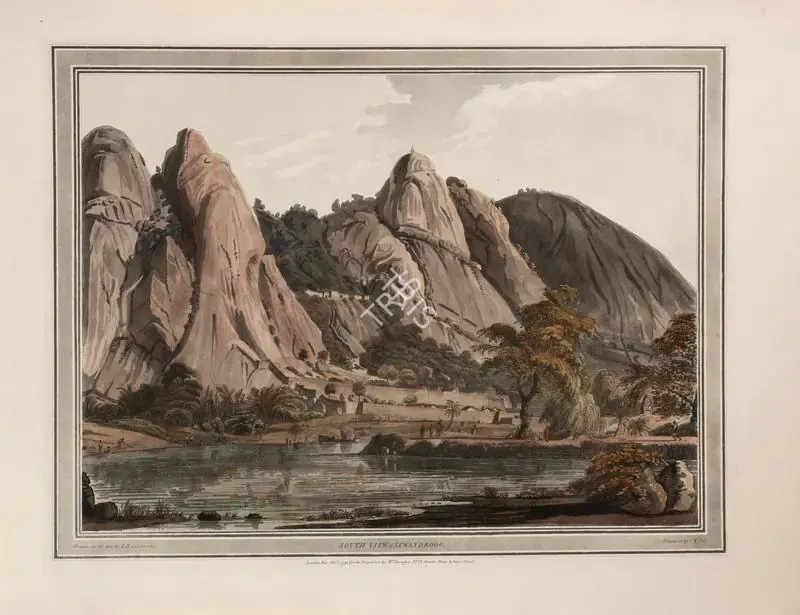 Edy, John William (Engraver). South view of Sewan-Droog. Print on paper, 01 November 1793 | Engraving, Twelve Views of Places in the Kingdom of Mysore, The Country of Tippoo Sultan, from Drawings Taken on the Spot, 1794 | ArcHeritage | 00156226
