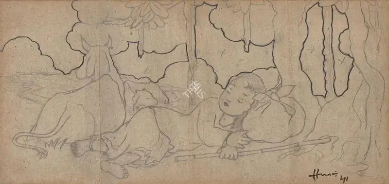 Husain, M.F. (Artist). Untitled. Pencil and ink on paper, 1941 | Drawing | FineArts | 00333447