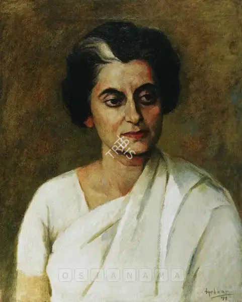 Hebbar, K.K. (Artist). Portrait Of Indira Gandhi. Oil on canvas, 1972 | Painting | FineArts | 00897196