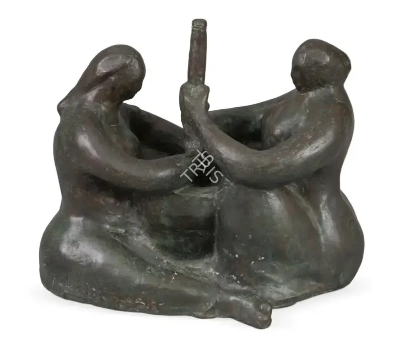 Dasgupta, Prodosh (Artist). Pounding Corn. Bronze; Edition 3/9, 1949 | Sculpture | FineArts | 00357724