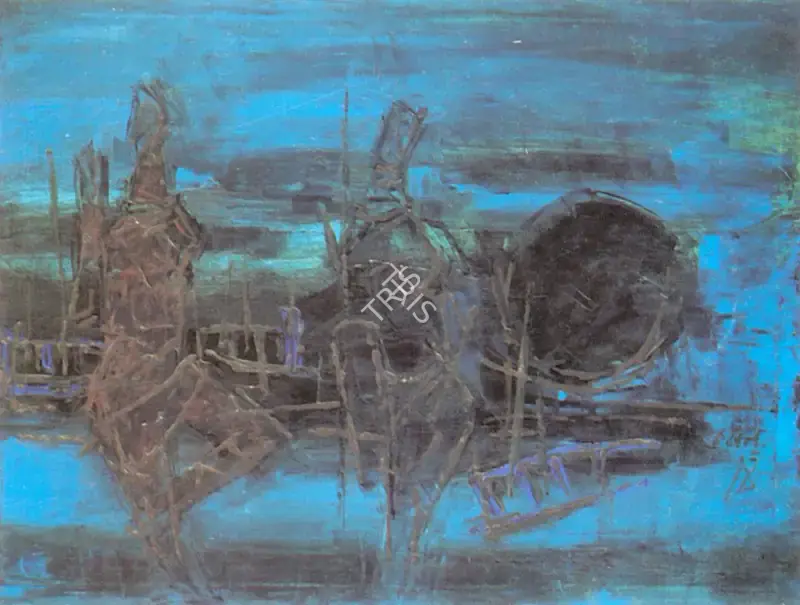 Husain, M.F. (Artist). Blue Moon, n.d. | Painting