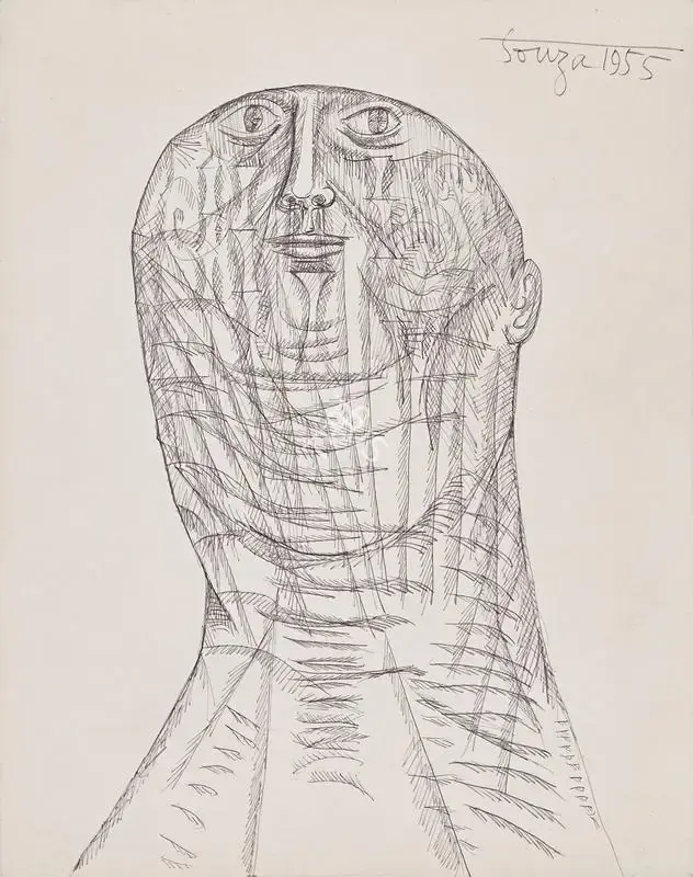 Souza, F.N. (Artist). Head, 1955 | Drawing