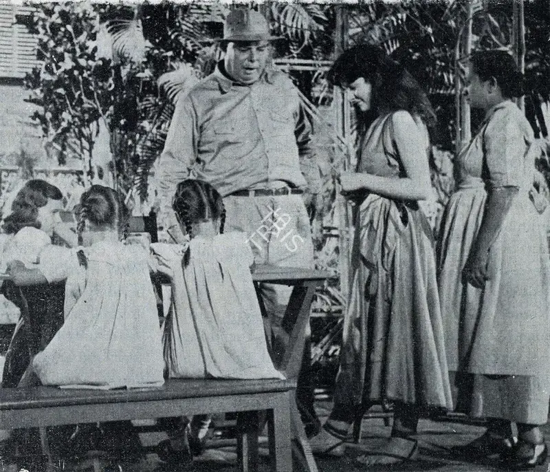 Montgomery, M.H. (Photographer). Jean Renoir Rehearses the Girls. n.d. | Contemporary Photograph, Marg, July 1950 | CinemaEducation | 00512943