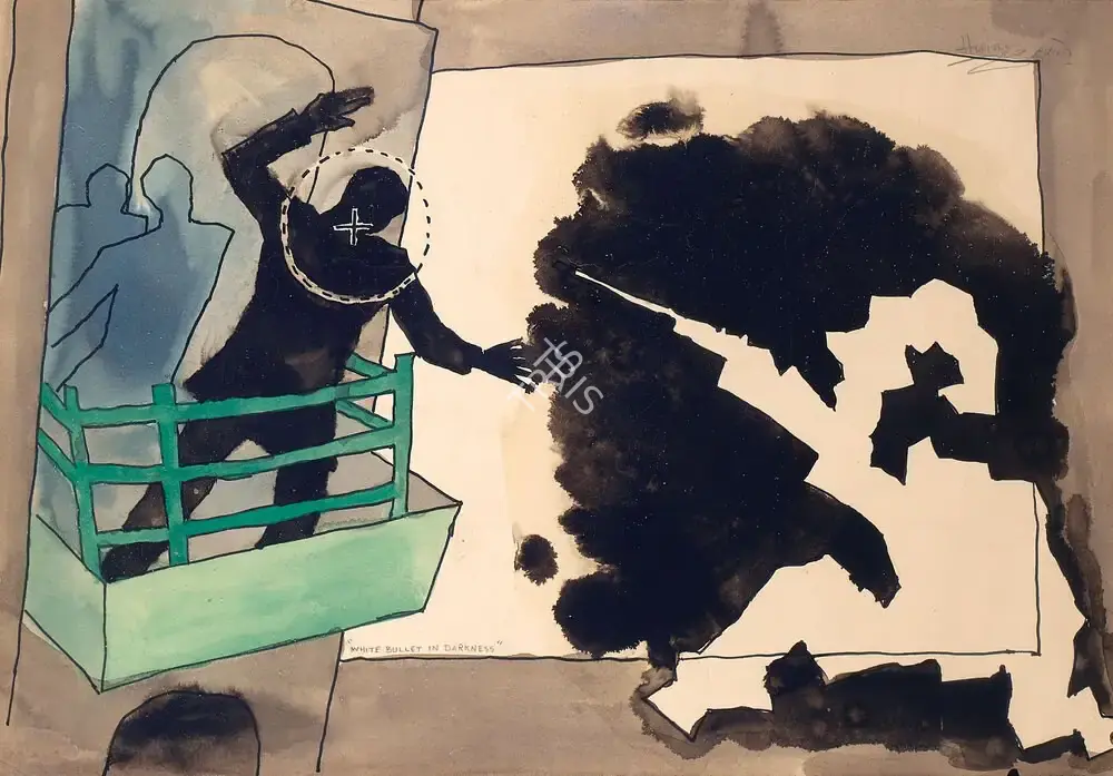 Husain, M.F. (Artist). White Bullet in Darkness, n.d. | Painting