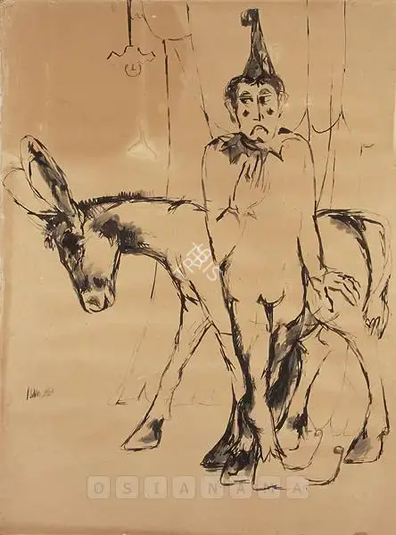 Biswas, Nikhil (Artist). Clown & Harlequin Series, 1964 | Painting