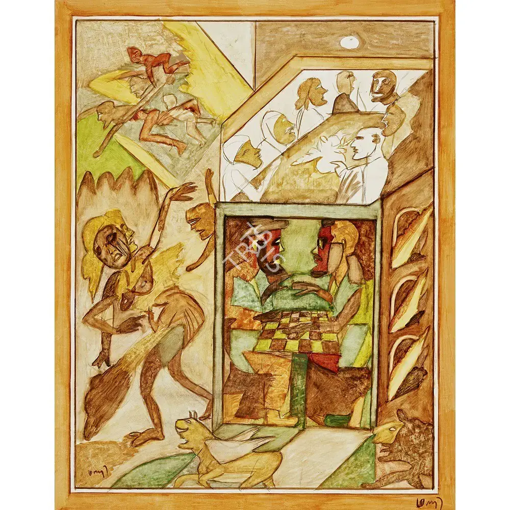 Subramanyan, K.G. (Artist). Satransh Ki Khiladi, 1990 | Painting