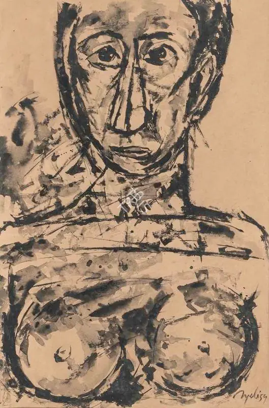 Mehta, Tyeb (Artist). Untitled. Chinese ink and watercolour on paper, 1959 | Painting | FineArts | 00416088
