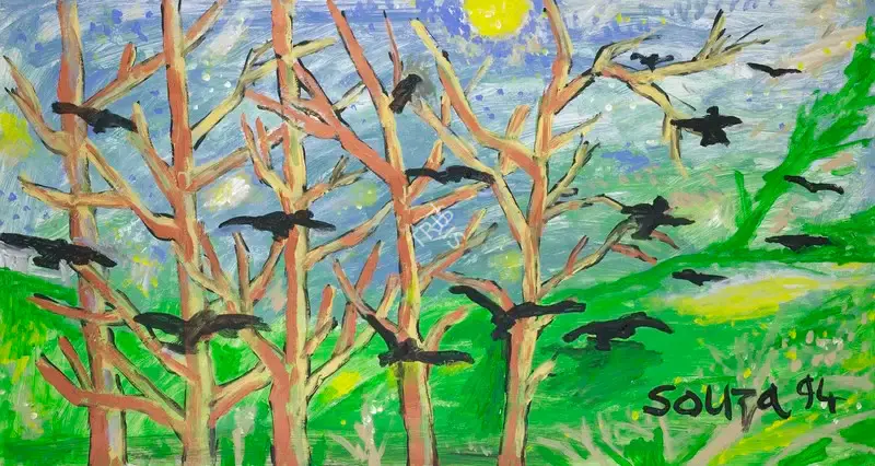 Souza, F.N. (Artist). Untitled (Trees and Birds), 1994 | Painting