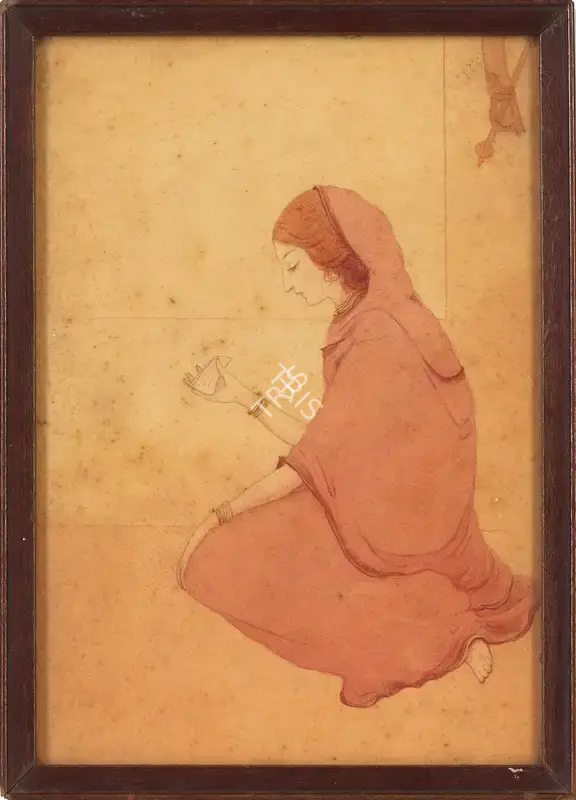 Early Bengal School (Artist). Untitled (Woman reading a letter), n.d. | Drawing