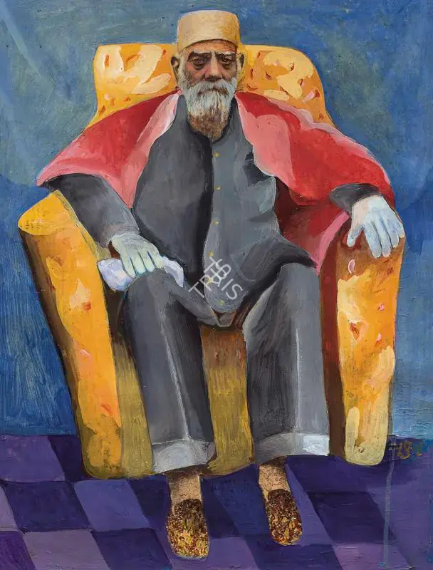 Khakhar, Bhupen (Artist). Babuji Maharaj (Vallabh Bhai's Guru) at Radha Swami Satsang, Agra, c.1995 | Painting
