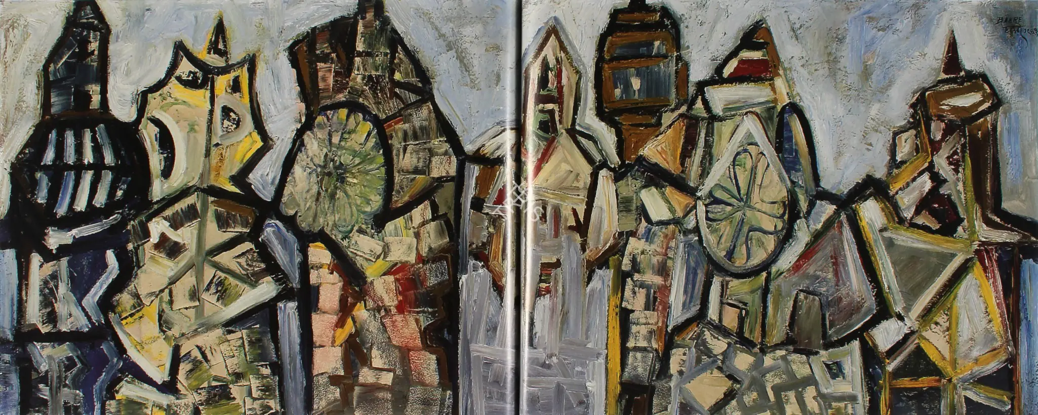 Bakre, S.K. (Artist). Large Cityscape. Oil on board, 1963 | Painting  | 00881193