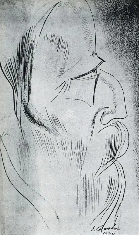 Chavda, Shiavax (Artist). Old Man. Ink and wash, 1944 | Marg, July 1947 | Drawing | FineArts | 00673737