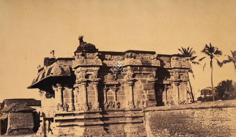 Tripe, Capt. Linnaeus (Photographer). Basement of an unfinished Gopuram of a small pagoda near the permaul pagoda, Madura - From the album "Photographic views in Madura Part II (1860)" By Captain L.. Tripe, Government Photographer With Descriptive Notes, By M. Norman, ESQ., M.C.S. 1858". Plate VII.. Albumen print from waxed paper negative, 1858 | Antiquarian Photograph | Photography | 00116014