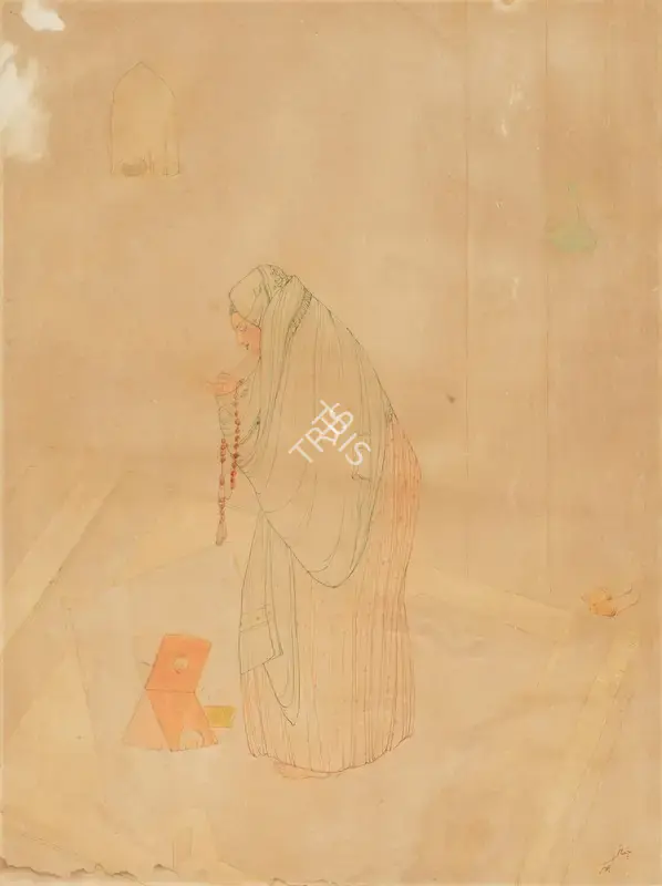 Chughtai, M.A.R. (Artist). Untitled (Woman Praying), n.d. | Painting
