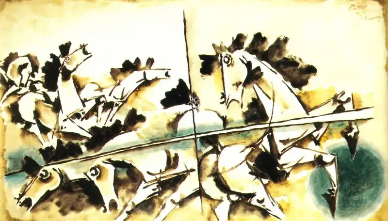 Husain, M.F. (Artist). Wild Horses, 1975 | Painting