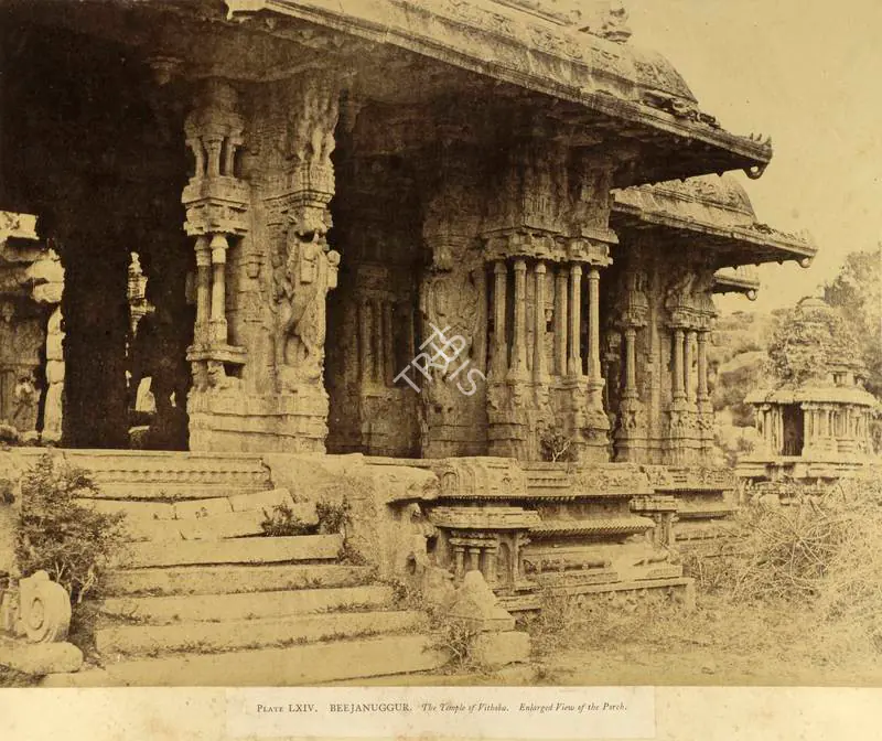 Neill, Andrew Charles Brisbane (Photographer). Beejanuggur. The Temple of Vithoba. Enlarged View of the Porch - From the album "Architecture in Dharwar and Mysore Published by John Murray. London 1866. Photographs by Dr. William Henry Pigou, Dr. Andrew C. Neill and Col. Thomas Biggs with an historical and descriptive memoir by Colonel Meadows Taylor and architectural notes by James Fergusson". Albumen print pasted on mount, 1856 | Antiquarian Photograph | Photography | 00115719