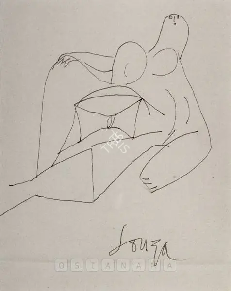 Souza, F.N. (Artist). Reclining Nude, n.d. | Drawing
