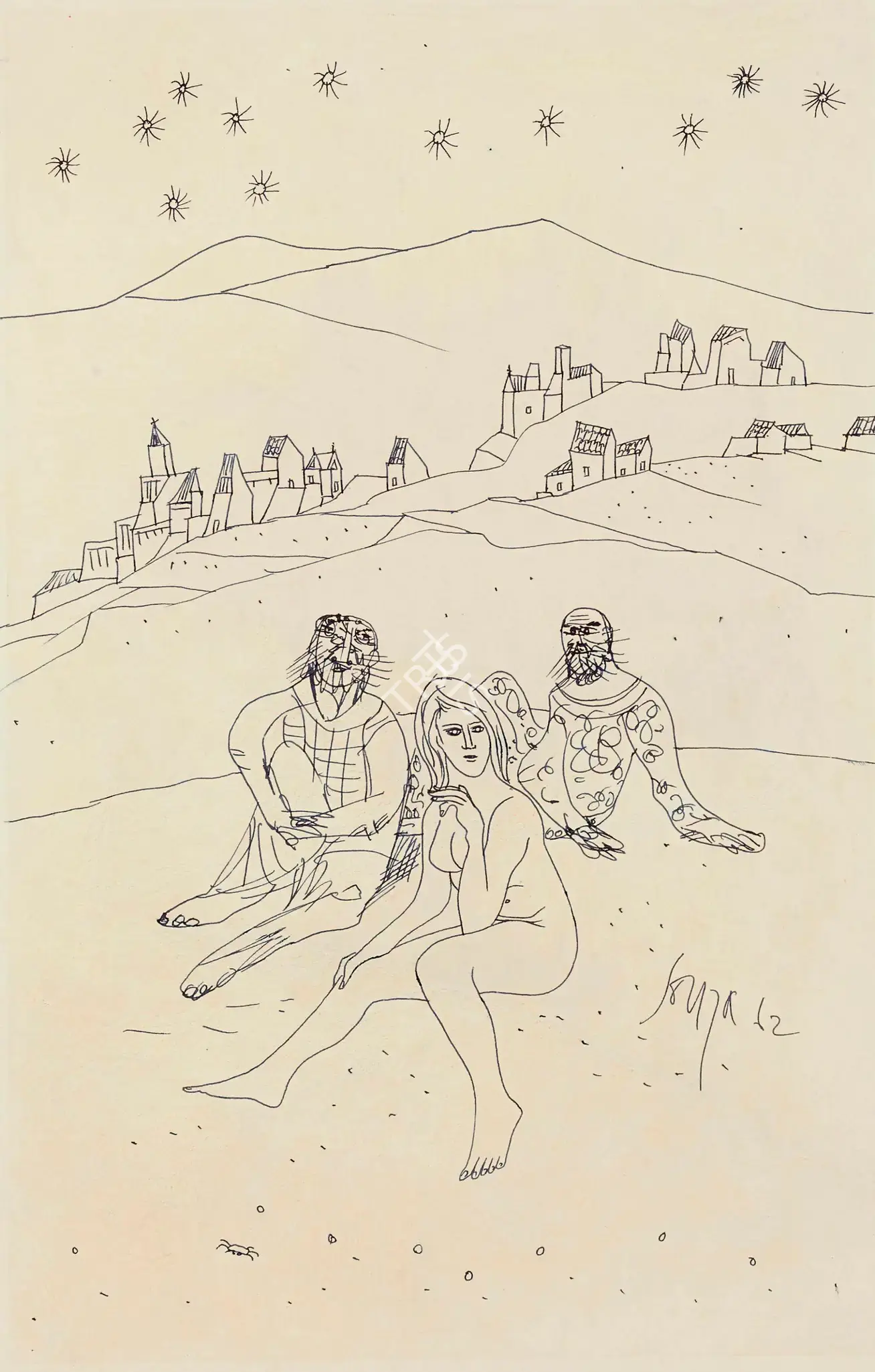 Souza, F.N. (Artist). Untitled (Susannah And The Elders), 1962 | Drawing