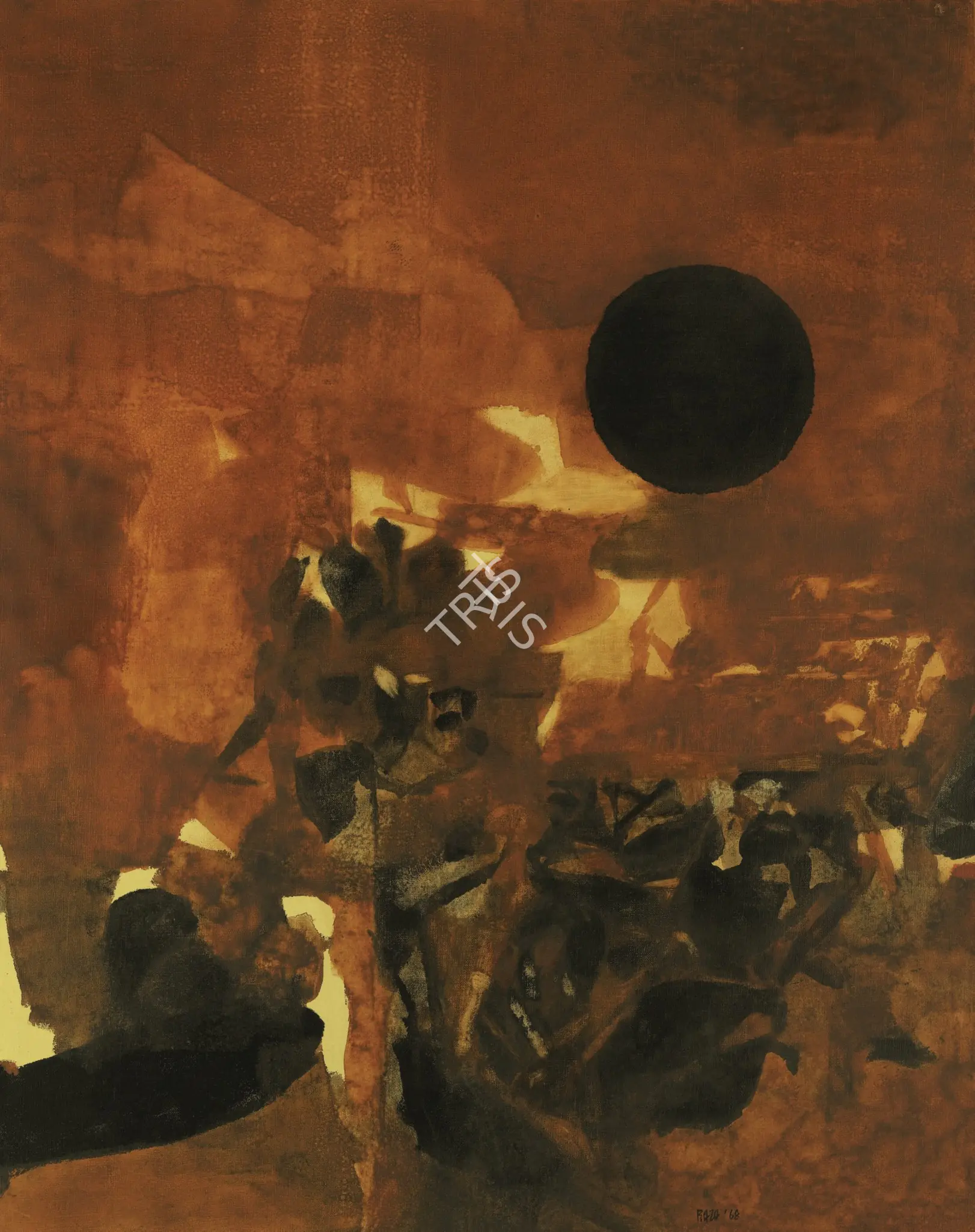 Raza, S.H. (Artist). Black Moon, 1968 | Painting