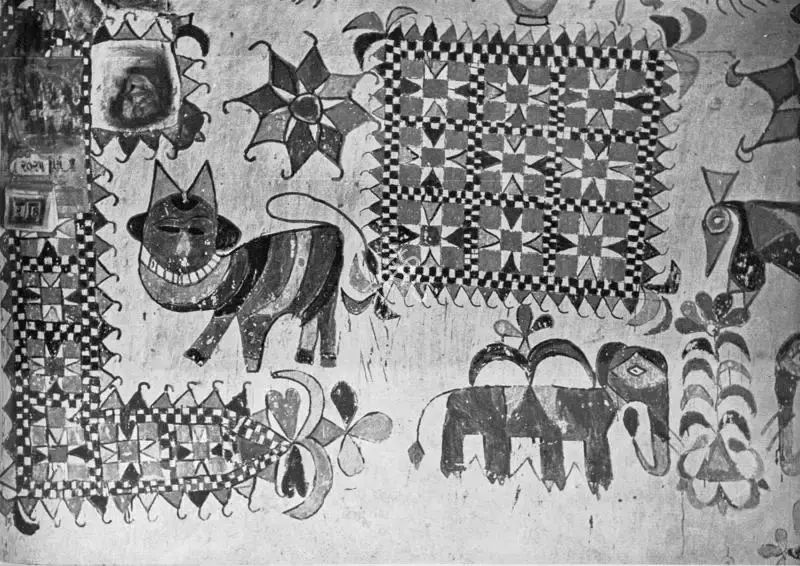 Unknown (Artist). Painted Interior, House in Saurashtra. n.d. | Lalit Kala Contemporary, April 1972 | Painting | FineArts | 00535291