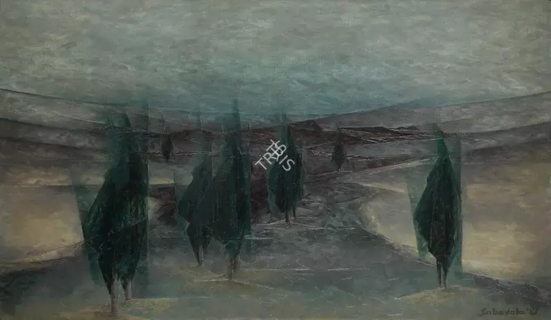 Sabavala, Jehangir (Artist). Sentinwl Trees. Oil on canvas, 1967 | Painting | FineArts | 00596137