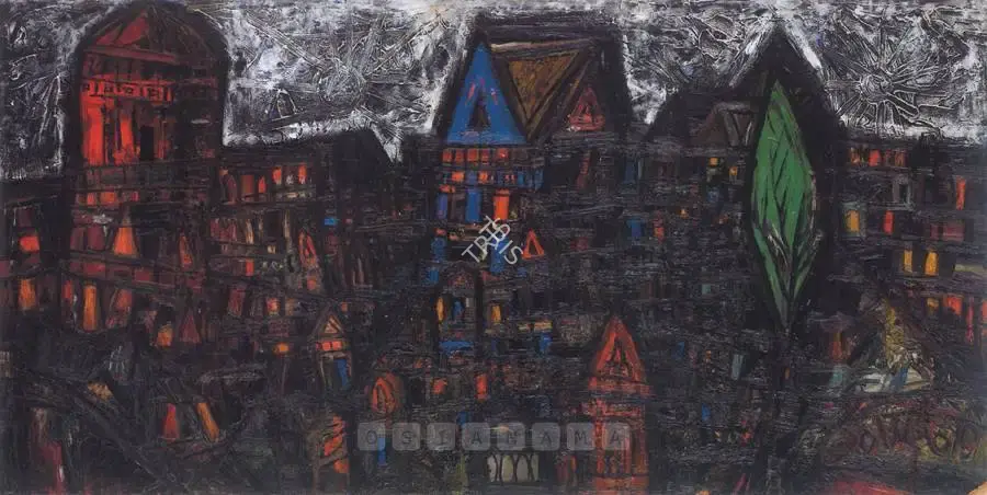 Souza, F.N. (Artist). Townscape, 1960 | Painting
