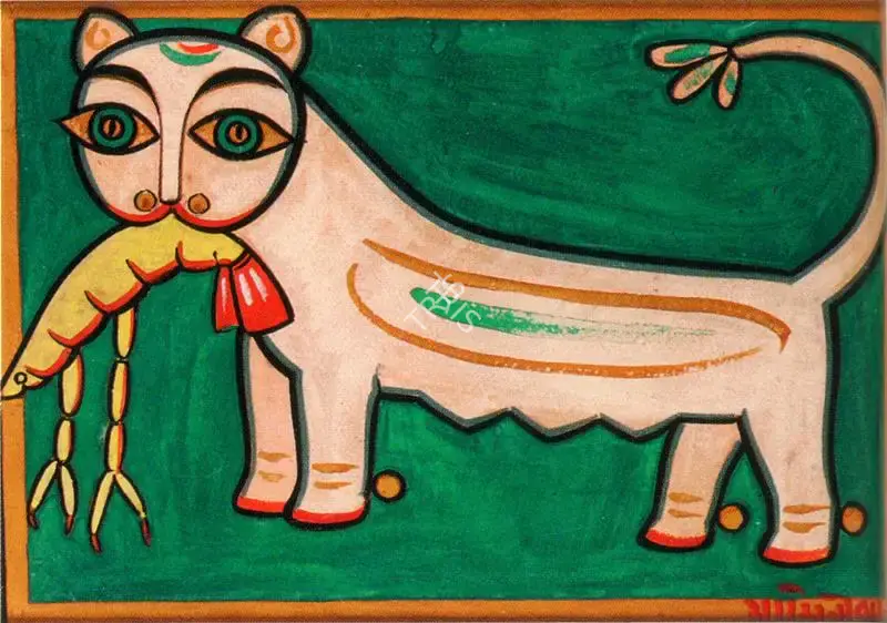 Roy, Jamini (Artist). Seated Cat, n.d. | Painting