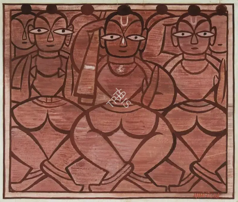 Roy, Jamini (Artist). Untitled (Monochromatic figures), n.d. | Painting