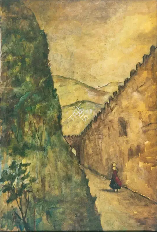 Dugar, Indra (Artist). Rajasthan Landscape. Oil on canvas, 1967 | Painting | EconomicsArt | 00870758