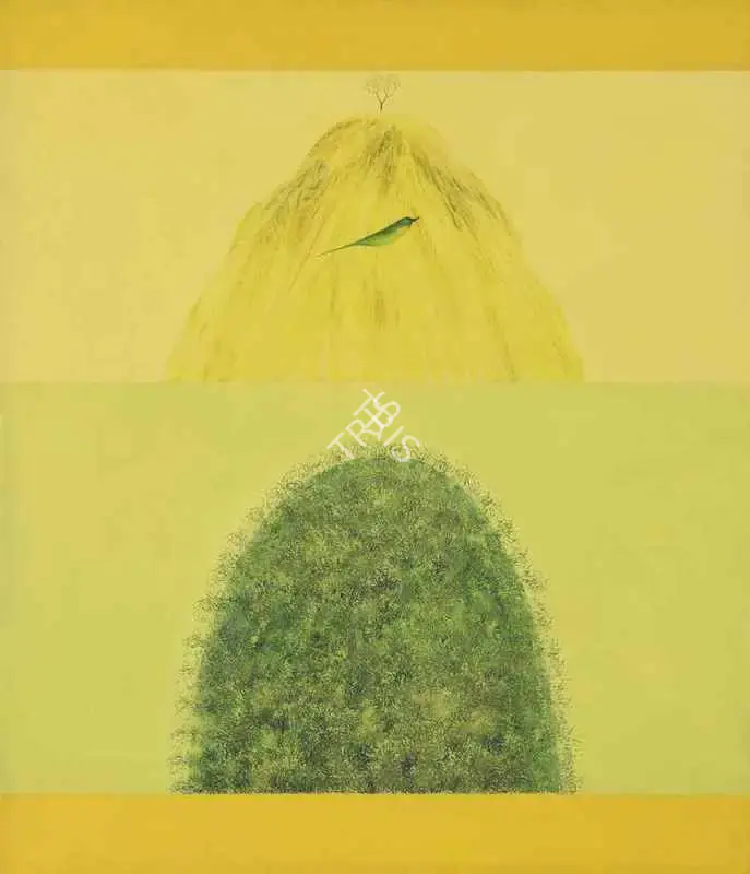 Swaminathan, J. (Artist). Untitled (Bird, Tree and Mountain Series). Oil on canvas, 1983 | Painting | FineArts | 00595279