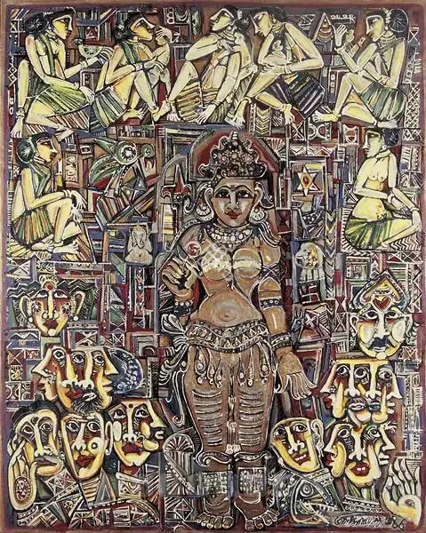 Suriyamoorthy, M.S. (Artist). Thoughts Of Temple, 1986 | Painting
