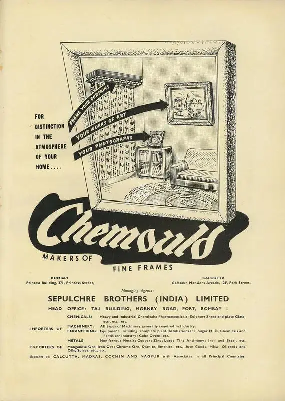 Sepulchre Brothers India (Advertiser). Chemould, 1951 | Advertisement