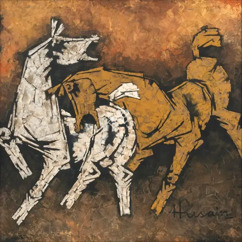 Husain, M.F. (Artist). Two Horses, n.d. | Painting