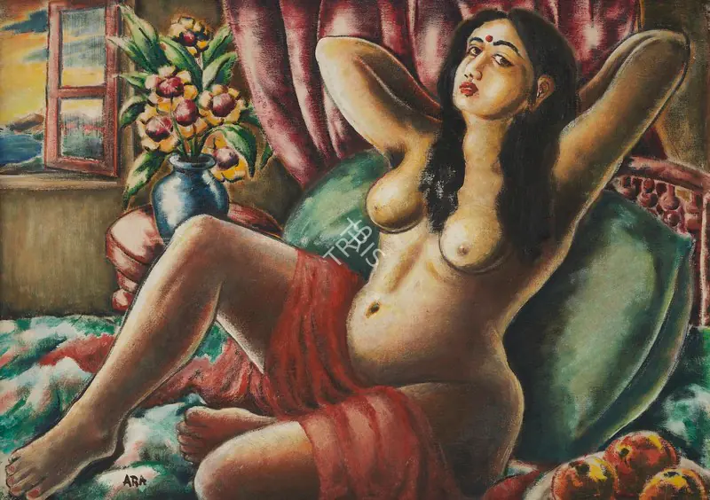 Ara, K.H. (Artist). Untitled (Reclining Nude), n.d. | Painting