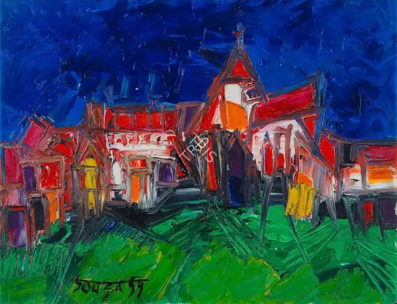 Souza, F.N. (Artist). Untitled (Townscape), 1959 | Painting