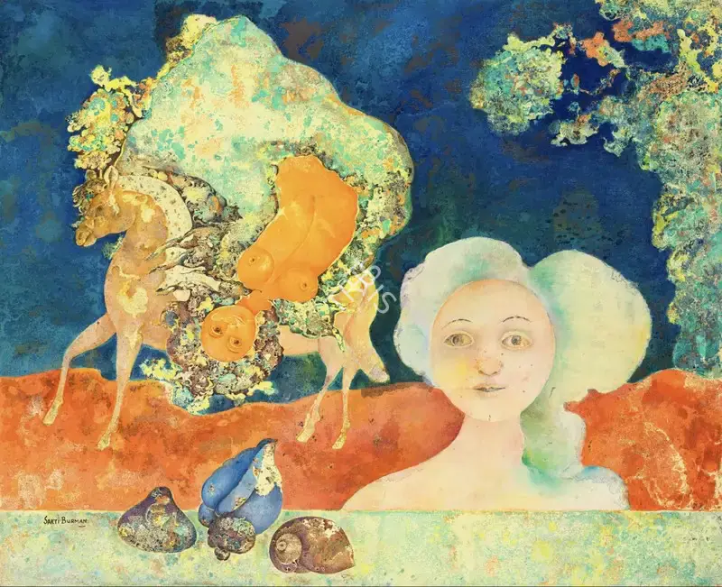 Burman, Sakti (Artist). Untitled. Oil on canvas, circa 1980 | Painting | EconomicsArt | 00870575