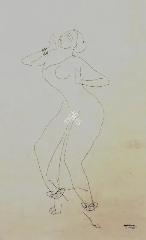 Hebbar, K.K. (Artist). Dancing Lady, 1985 | Drawing
