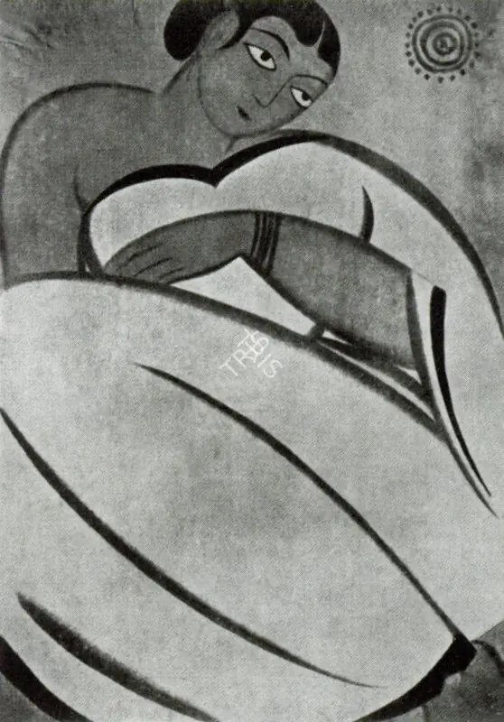 Roy, Jamini (Artist). Crouching Girl. n.d. | Marg, December 2022 - March 2023 | Painting | FineArts | 00675407