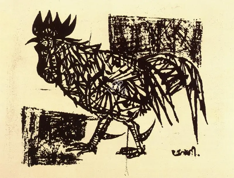 Subramanyan, K.G. (Artist). Rooster. Silkscreen , 1958 | K.G. Subramanyan, 2003 | Graphic Art | FineArts | 00566324