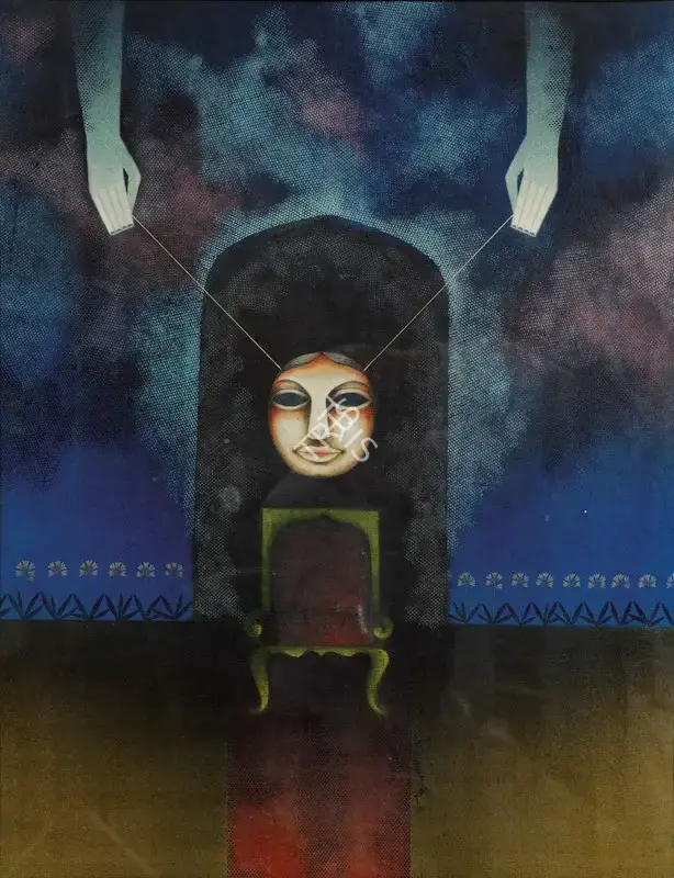 Dasgupta, Dharmanarayan (Artist). The Throne and the Mask. Tempera on canvas, 1978 | Painting | FineArts | 00896672