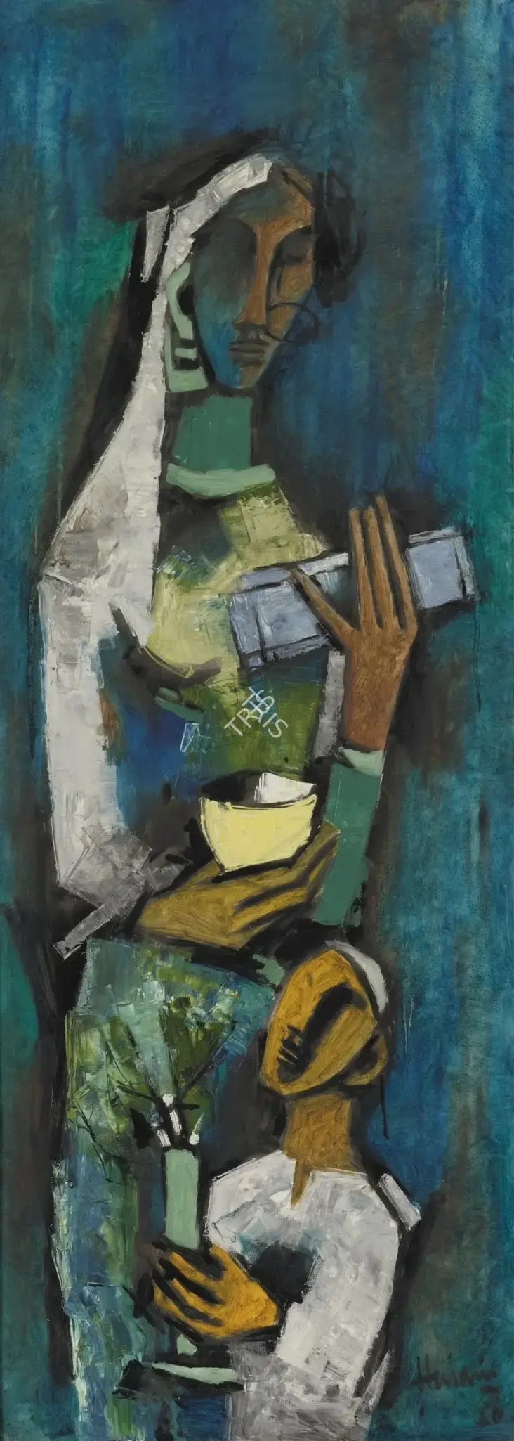 Husain, M.F. (Artist). Untitled (Mother and Child), 1960 | Painting