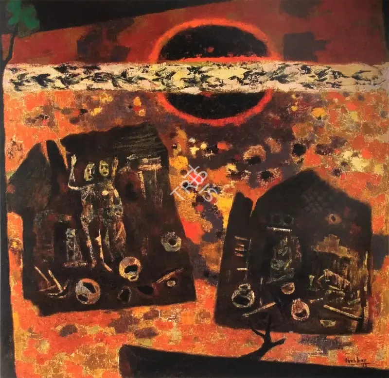 Hebbar, K.K. (Artist). Drought. Oil on canvas, 1973 | Painting | FineArts | 00897917