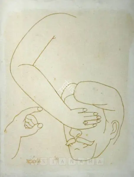 Dasgupta, Dharmanarayan (Artist). Self Portrait. Watercolour on paper, 1997 | Painting | FineArts | 00898939