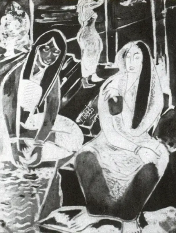 Mazumdar, Nirode C. (Artist). Women on the Steps. Etching, n.d. | Marg, December 2022 - March 2023 | Graphic Art | FineArts | 00675365