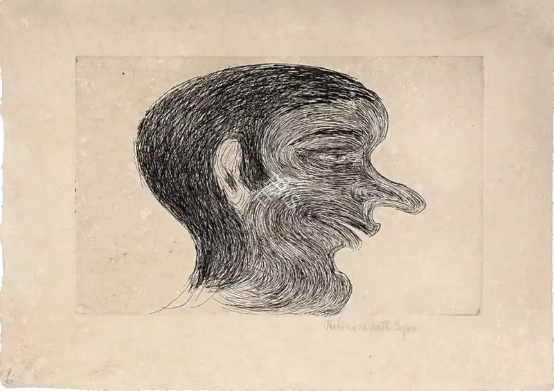 Tagore, Rabindranath (Artist). Amused, n.d. | Graphic Art