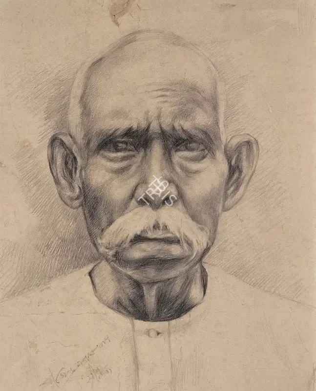 Sinha, Satish (Artist). Portrait of Brijendranath Roy, 1939 | Drawing
