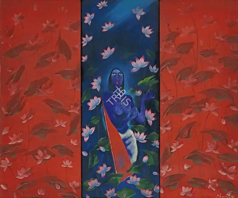 Choyal, Shail (Artist). Neel Kamal. Acrylic on canvas, 1996 | Painting | FineArts | 00354814