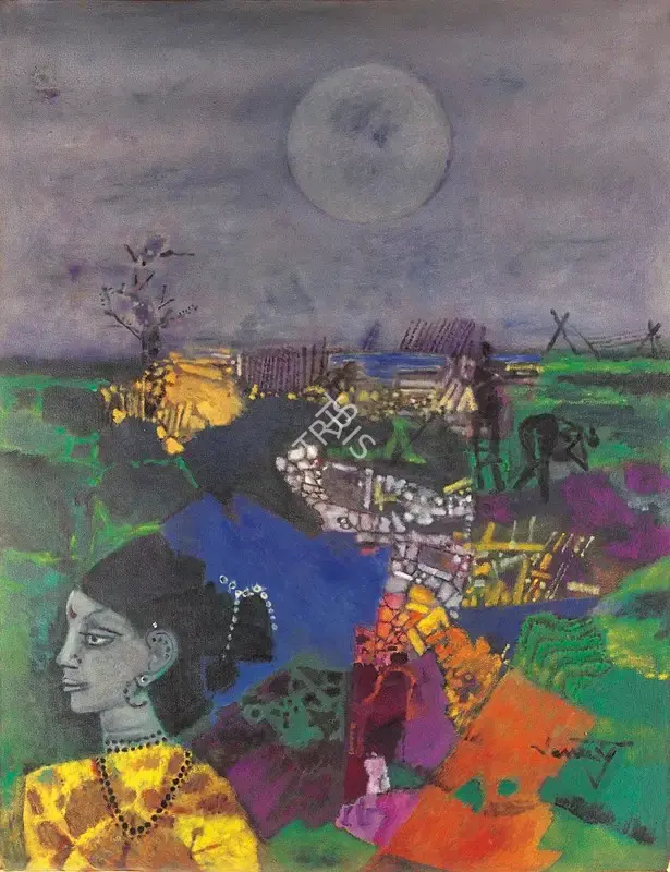 Santhanaraj, A.P. (Artist). Woman in Landscape, c.1997 | Painting