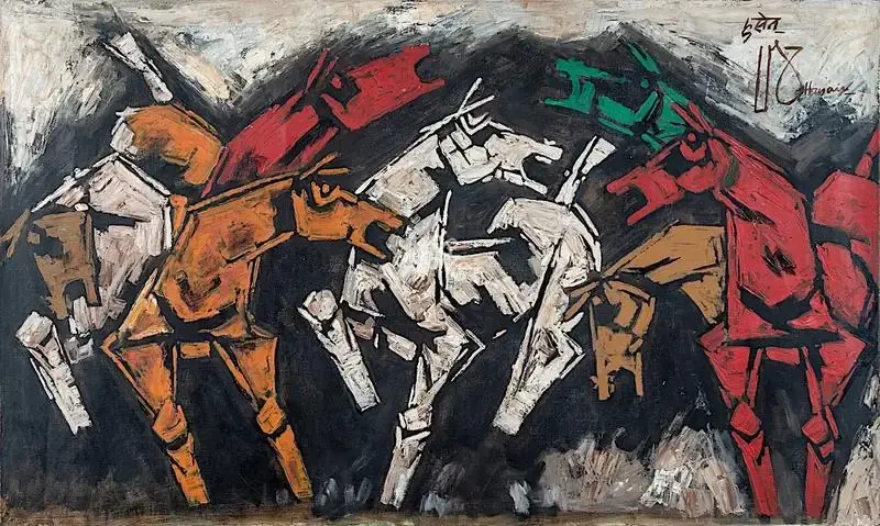 Husain, M.F. (Artist). Indra's Seven Horses Series, 1987 | Painting