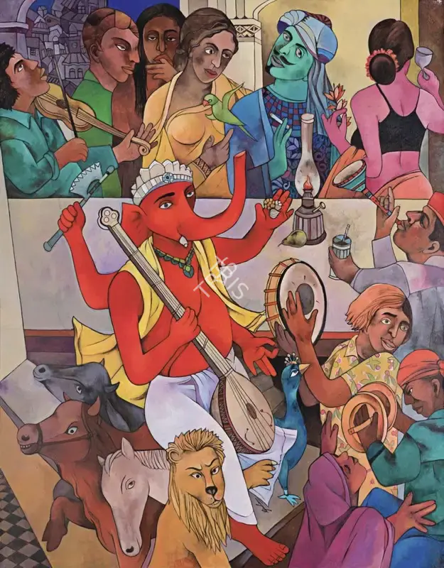 Singh, Sardar Gurcharan (Artist). Praise to Ganesha, n.d. | Painting